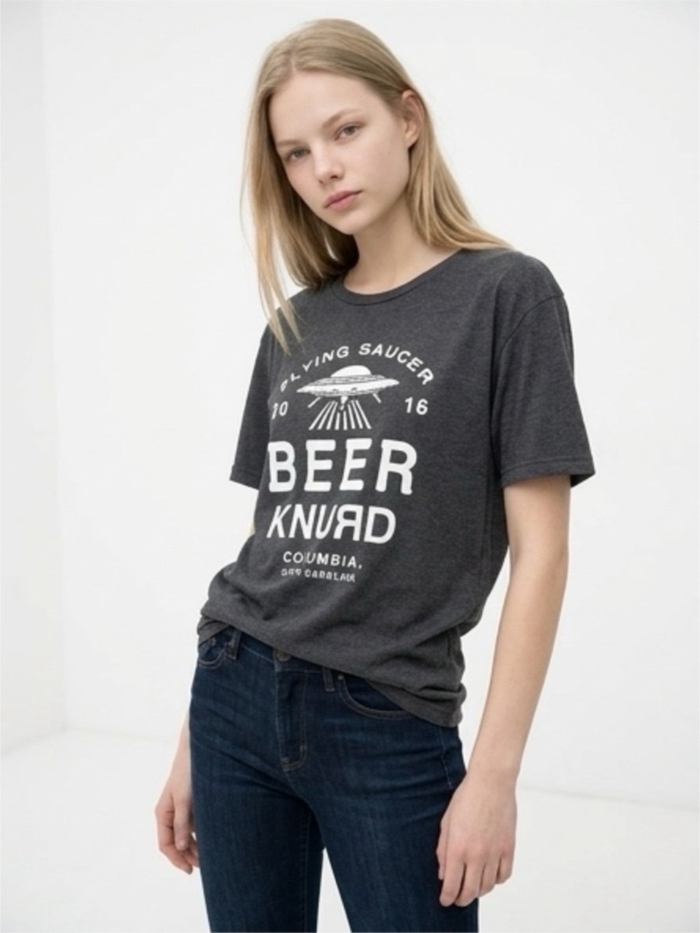 Vintage Graphic T‎ Shirt - Heather Grey- Beer Shirt - Size Medium